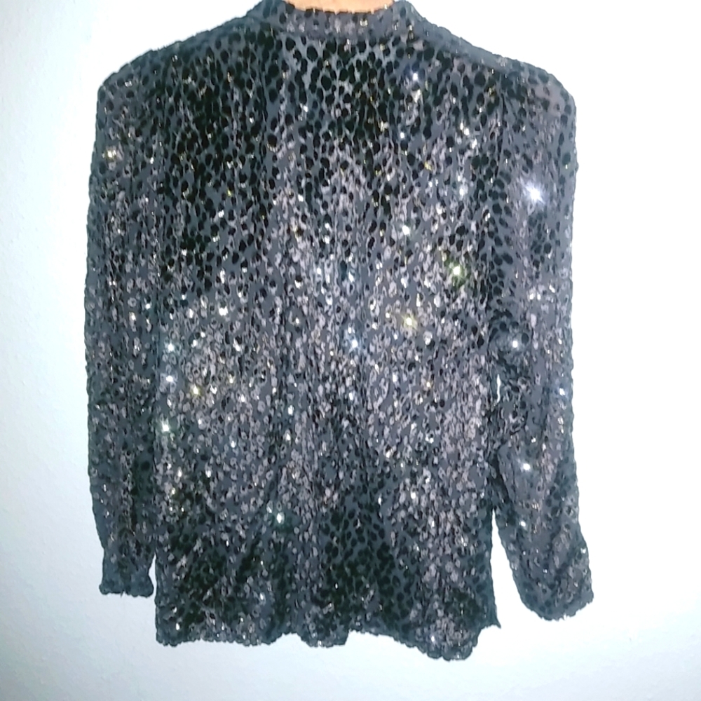A.L.C. 4 Gorgeous Black Bronze Long Sleeved Formal Luxurious Top